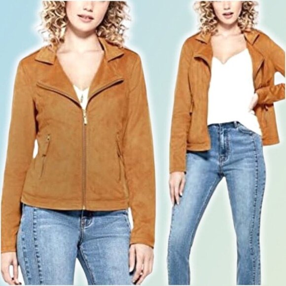 GUESS Tess Faux-Suede Jacket Sz Medium - Picture 1 of 9